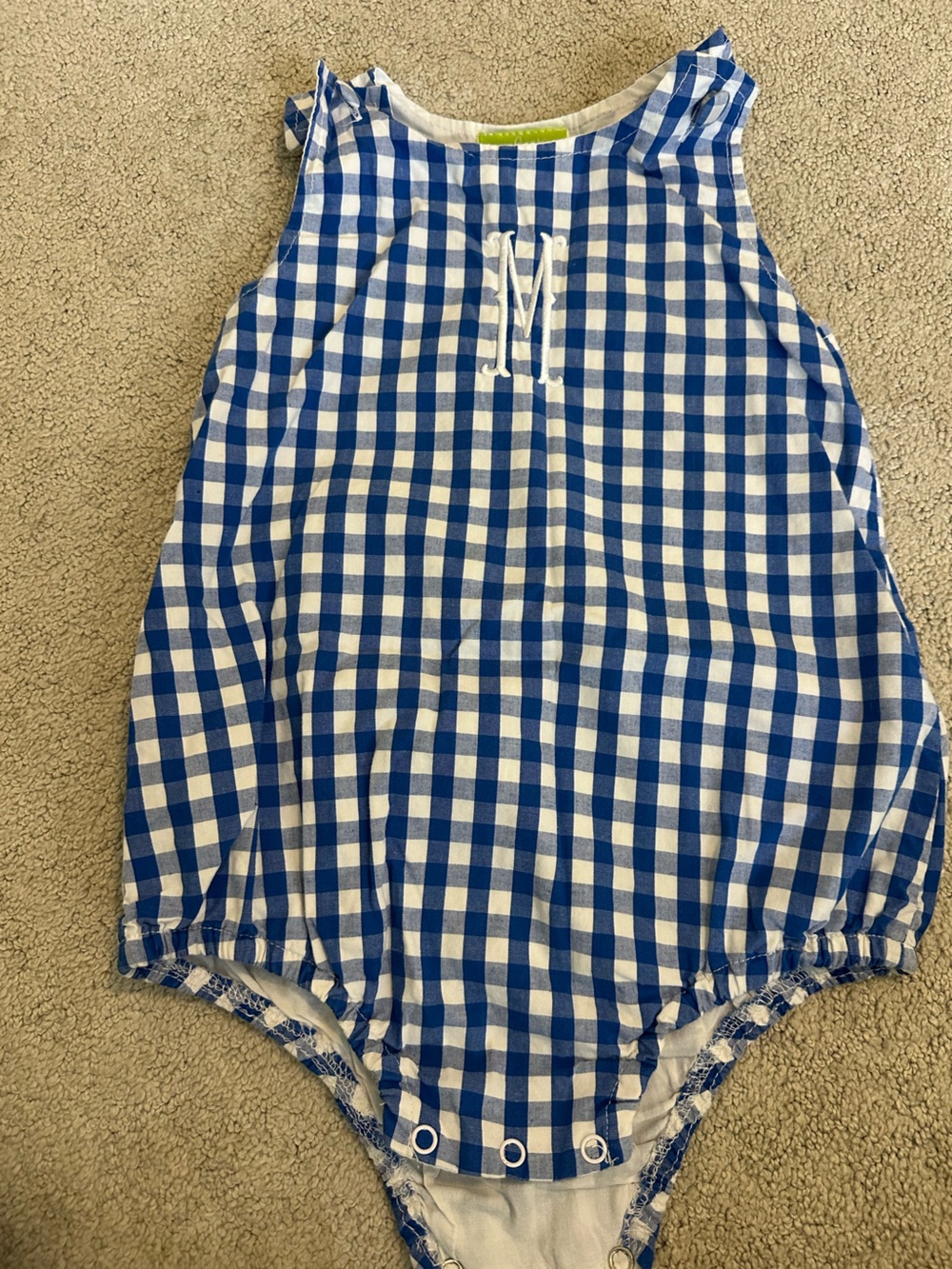 Blue Gingham Sleeveless Kids One-Piece Bodysuit